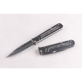 Bamboo leaves steel handle small no lock pocket knife UD402234 